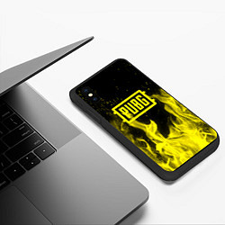 Чехол iPhone XS Max матовый PUBG fire yellow, цвет: 3D-черный — фото 2