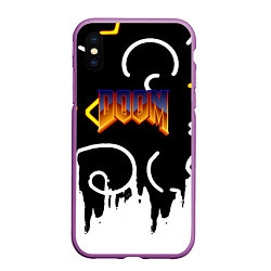 Чехол iPhone XS Max матовый Doom game pattern, цвет: 3D-фиолетовый