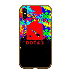 Чехол iPhone XS Max матовый Dota абстрактные краски, цвет: 3D-коричневый