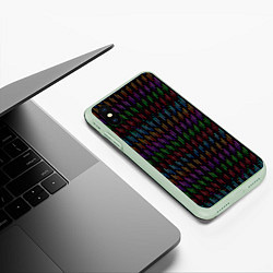 Чехол iPhone XS Max матовый Разноцветные точки на чёрном фоне, цвет: 3D-салатовый — фото 2