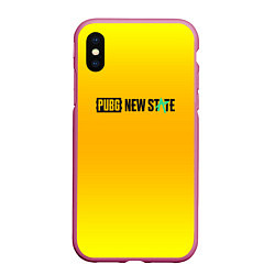 Чехол iPhone XS Max матовый PUBG gradient steel, цвет: 3D-малиновый