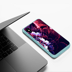 Чехол iPhone XS Max матовый Фрактальный цветок абстракция, цвет: 3D-мятный — фото 2