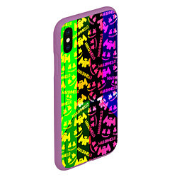 Чехол iPhone XS Max матовый Marshmello pattern neon steel, цвет: 3D-фиолетовый — фото 2