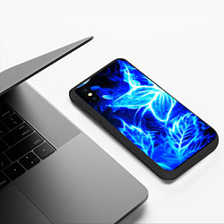 Чехол iPhone XS Max матовый Огненный синий цветок, цвет: 3D-черный — фото 2