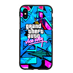 Чехол iPhone XS Max матовый GTA vice city steel grafity, цвет: 3D-черный