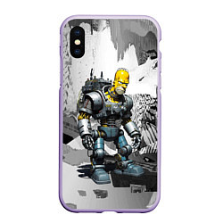 Чехол iPhone XS Max матовый Homer Simpson cool cyborg - ai art fantasy