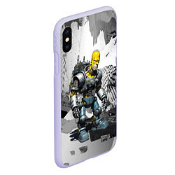 Чехол iPhone XS Max матовый Homer Simpson cool cyborg - ai art fantasy, цвет: 3D-светло-сиреневый — фото 2