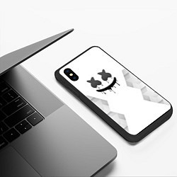 Чехол iPhone XS Max матовый Marshmello white poly, цвет: 3D-черный — фото 2