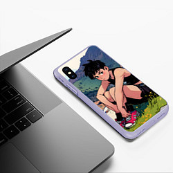 Чехол iPhone XS Max матовый A girl anime, цвет: 3D-светло-сиреневый — фото 2