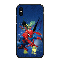 Чехол iPhone XS Max матовый Spider-man with a spider web