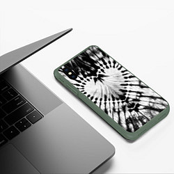 Чехол iPhone XS Max матовый Абстрактное сердце - черно-белый тай-дай, цвет: 3D-темно-зеленый — фото 2