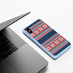 Чехол iPhone XS Max матовый Knitted Pattern, цвет: 3D-голубой — фото 2