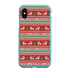 Чехол iPhone XS Max матовый Deer christmas pattern