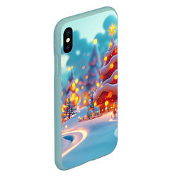 Чехол iPhone XS Max матовый Объемные новогодние елки, цвет: 3D-мятный — фото 2