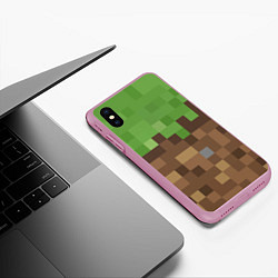 Чехол iPhone XS Max матовый Earth - Minecraft, цвет: 3D-розовый — фото 2