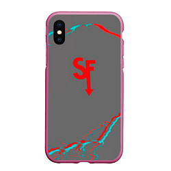 Чехол iPhone XS Max матовый Sally Face storm color, цвет: 3D-малиновый