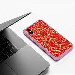 Чехол iPhone XS Max матовый Красные плитки на кремовом фоне, цвет: 3D-сиреневый — фото 2