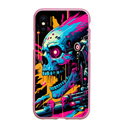 Чехол iPhone XS Max матовый Cool cyber skull - ai art