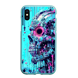 Чехол iPhone XS Max матовый Cyber skull - blots sketch