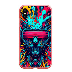 Чехол iPhone XS Max матовый Cyber dude with glasses - blots