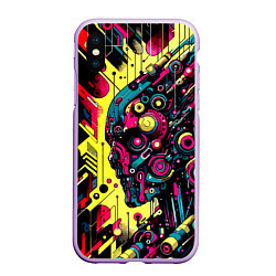 Чехол iPhone XS Max матовый Cyber profile - ai art fantasy, цвет: 3D-сиреневый