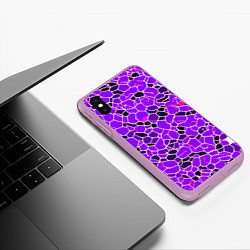 Чехол iPhone XS Max матовый Абстрактные плитки фиолетовые и чёрные, цвет: 3D-сиреневый — фото 2