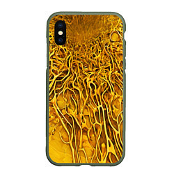 Чехол iPhone XS Max матовый Жёлтый симбионт абстракция