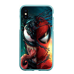 Чехол iPhone XS Max матовый Spider - Venom, цвет: 3D-мятный