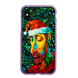 Чехол iPhone XS Max матовый Ded Moroz: pop-art-brut-nouveau pointillism, цвет: 3D-фиолетовый