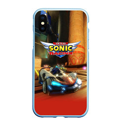 Чехол iPhone XS Max матовый Team Sonic racing - video game, цвет: 3D-голубой