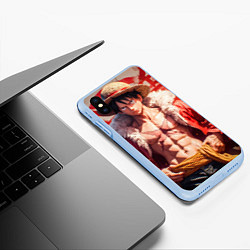 Чехол iPhone XS Max матовый One piece Monkey D Luffy, цвет: 3D-голубой — фото 2