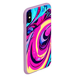 Чехол iPhone XS Max матовый Сине-розовый узор, цвет: 3D-сиреневый — фото 2