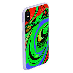 Чехол iPhone XS Max матовый Красно-зелёный узор, цвет: 3D-светло-сиреневый — фото 2