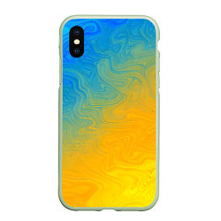 Чехол iPhone XS Max матовый Желто голубой градиент