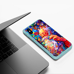 Чехол iPhone XS Max матовый Santa Claus: pop-art modern pointillism, цвет: 3D-мятный — фото 2