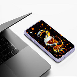 Чехол iPhone XS Max матовый Змея с кружкой пива в новогоднюю ночь, цвет: 3D-светло-сиреневый — фото 2