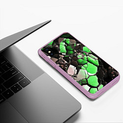 Чехол iPhone XS Max матовый Чёрно-зелёный камень, цвет: 3D-сиреневый — фото 2