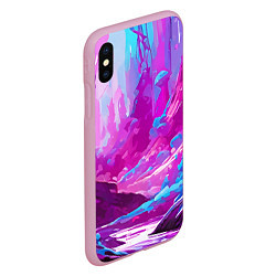 Чехол iPhone XS Max матовый Фиолетовая кислотная абстракция, цвет: 3D-розовый — фото 2