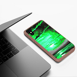 Чехол iPhone XS Max матовый Кислотный закат зелёный, цвет: 3D-коричневый — фото 2