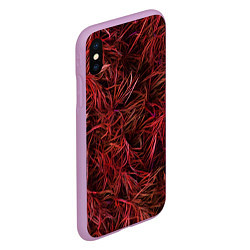 Чехол iPhone XS Max матовый Красная трава на чёрном фоне, цвет: 3D-сиреневый — фото 2