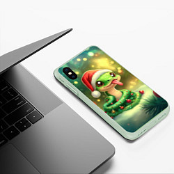 Чехол iPhone XS Max матовый Змейка показывает язык, цвет: 3D-салатовый — фото 2