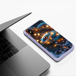 Чехол iPhone XS Max матовый Змея и золотые огоньки, цвет: 3D-светло-сиреневый — фото 2