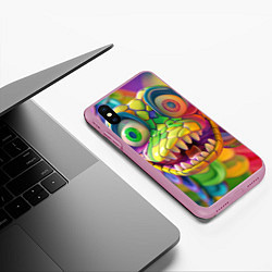 Чехол iPhone XS Max матовый Радужная змея, цвет: 3D-розовый — фото 2