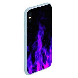 Чехол iPhone XS Max матовый Неоновый огонь на черном фоне, цвет: 3D-голубой — фото 2