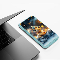 Чехол iPhone XS Max матовый Змейка в желтых огоньках, цвет: 3D-мятный — фото 2