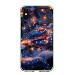 Чехол iPhone XS Max матовый Синяя змея в огоньках