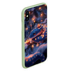 Чехол iPhone XS Max матовый Синяя змея в огоньках, цвет: 3D-салатовый — фото 2