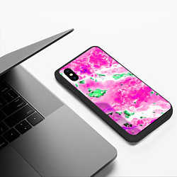 Чехол iPhone XS Max матовый Розово-зелёная абстракция, цвет: 3D-черный — фото 2