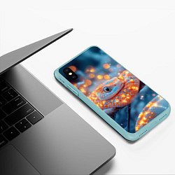 Чехол iPhone XS Max матовый Рыжая блестящая змея, цвет: 3D-мятный — фото 2