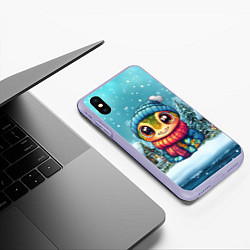 Чехол iPhone XS Max матовый Новогодняя змейка с большими глазами, цвет: 3D-светло-сиреневый — фото 2